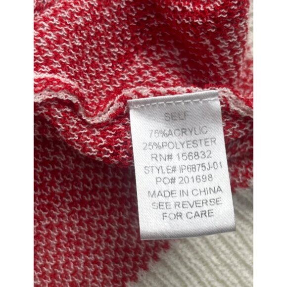 BiBi Red Star Pattern Knit Sweater M Short Sleeve Acrylic/Polyester - Picture 4 of 5